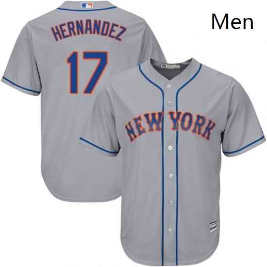 Mens Majestic New York Mets 17 Keith Hernandez Replica Grey Road Cool Base MLB Jersey